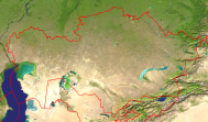 Kazakhstan Satellite + Borders 1000x586